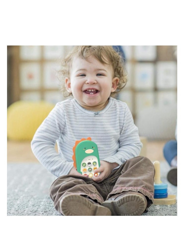 OUYoo OUYoo Baby Cell Phone Toy with Early Education & Music, Learning Educational Dinosaur  Phone Fun for Kids, Sensory Toys for Toddlers Kids Boys and Girls Gifts (Green Dinosaur Phone)  - Image 2