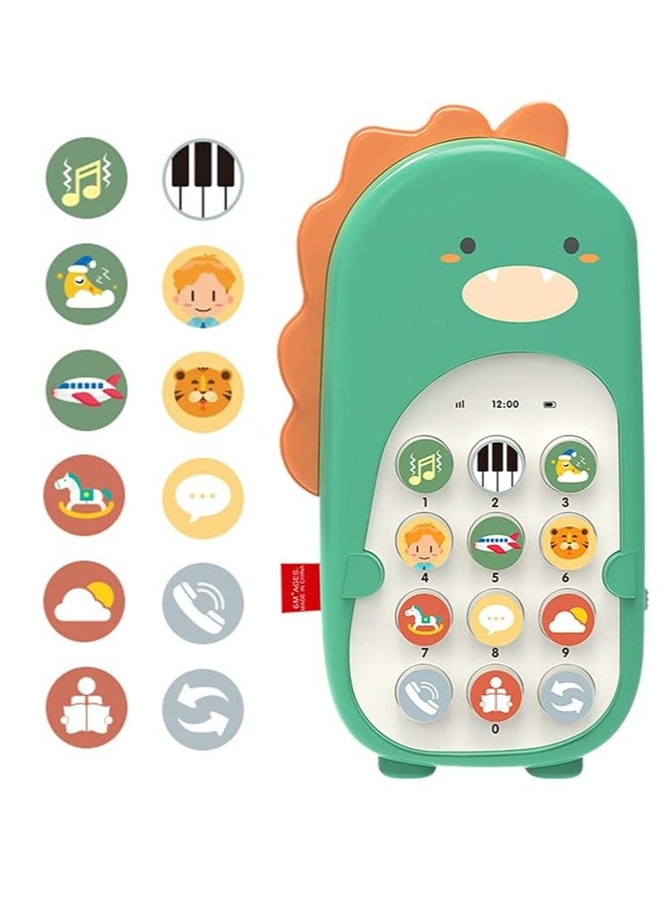 OUYoo OUYoo Baby Cell Phone Toy with Early Education & Music, Learning Educational Dinosaur  Phone Fun for Kids, Sensory Toys for Toddlers Kids Boys and Girls Gifts (Green Dinosaur Phone)  - Image 3