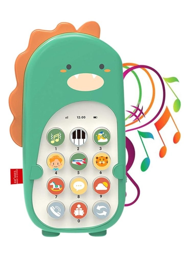 OUYoo OUYoo Baby Cell Phone Toy with Early Education & Music, Learning Educational Dinosaur  Phone Fun for Kids, Sensory Toys for Toddlers Kids Boys and Girls Gifts (Green Dinosaur Phone)  - Image 1