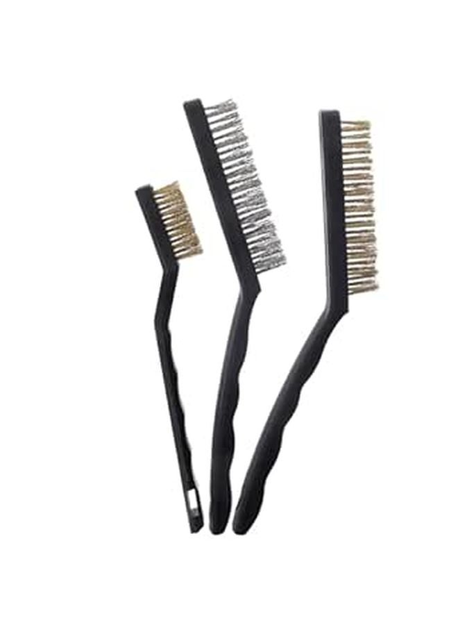 7 Inch Brass Wire Brush Set 3 Pcs for Rust Removal Crevice Cleaning Automotive Use - Image 1