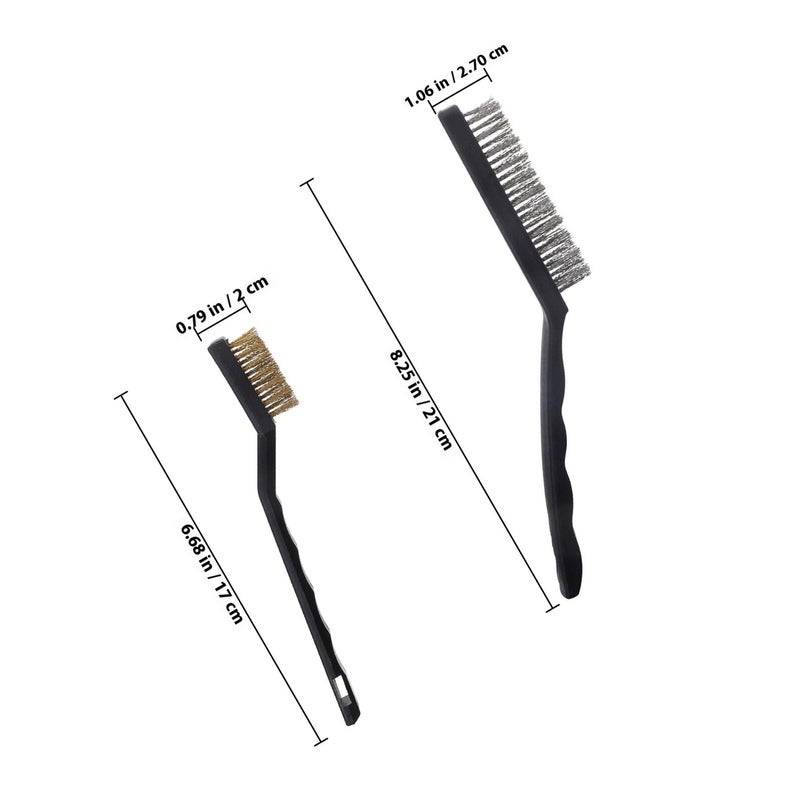 7 Inch Brass Wire Brush Set 3 Pcs for Rust Removal Crevice Cleaning Automotive Use - Image 3