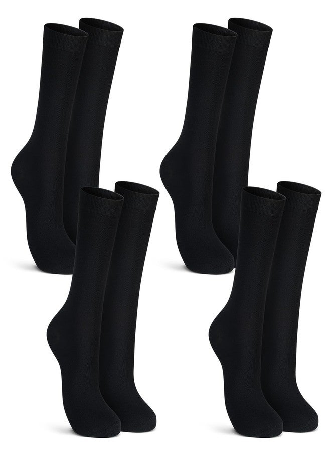Croloose 4 Pairs Silk Liner Socks Ultra-lightweight Hiking Liners Calf Sweat Absorption Socks for Adult (Black,L) - Image 1