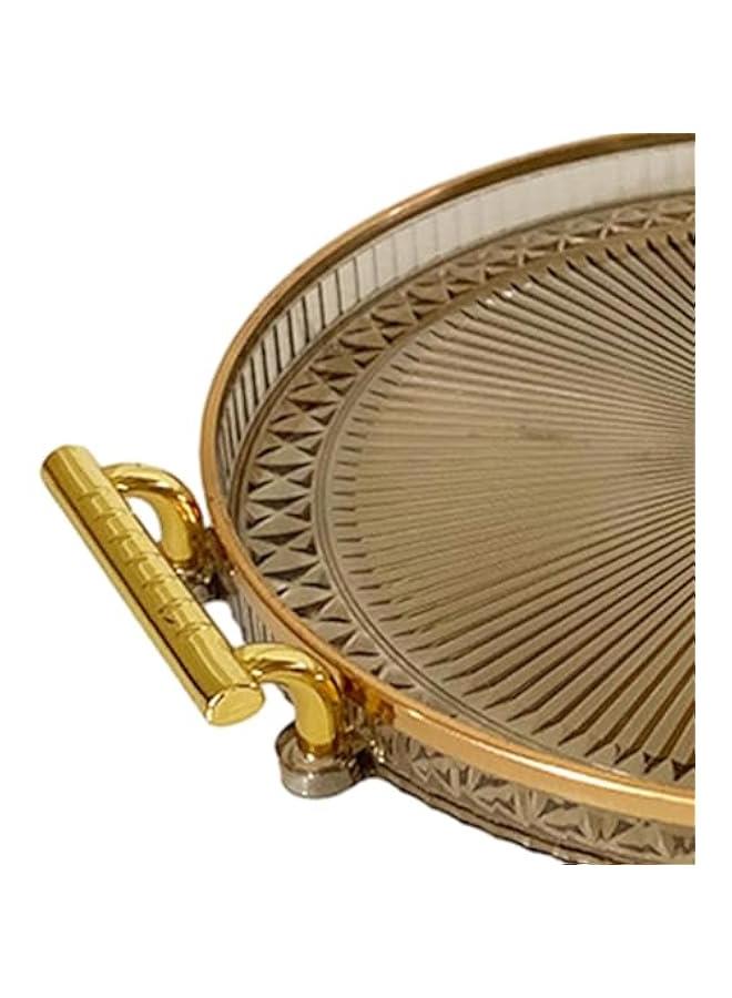 Serving Tray with Handles Jewelry Tray 27cm Luxury Platter Tea Cup Holder for Dresser Toilet Coffee Table Dressing Room, brown  - Image 2