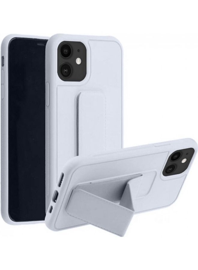 iPhone 12 Pro/12 Protective Back  Cover With Finger Grip Stand Grey - Image 1