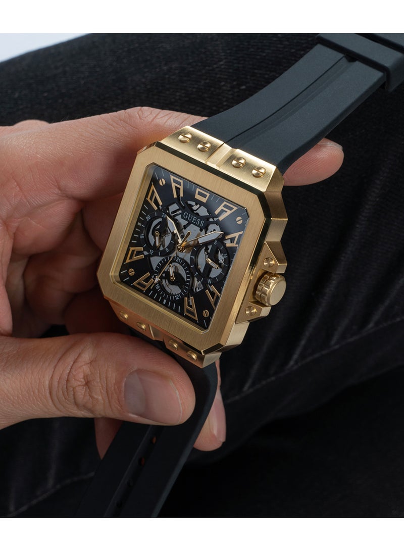 GUESS ساعة GUESS للرجال باللون الأسود والذهبي متعددة الوظائف - GW0637G2 - Image 5