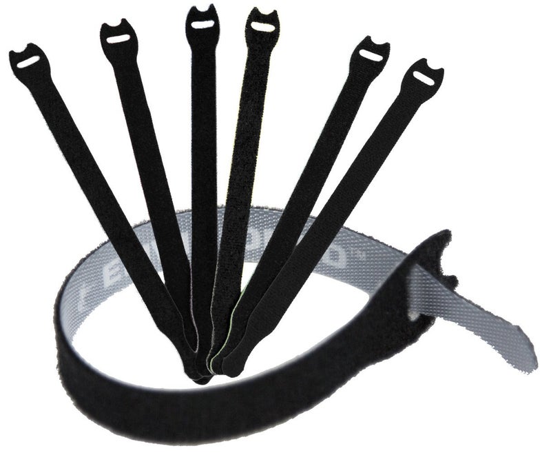 ENVISIONED Reusable Cable Ties 1/2" x 6" for Cable Management and Organizing Cords - 30 Pack Bundled with 2 Bonus Cinch Straps (Black) - Image 1