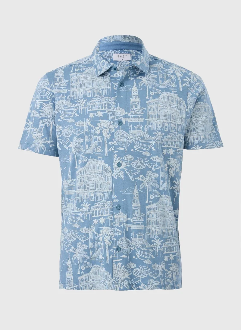 Matalan Blue City Print Shirt