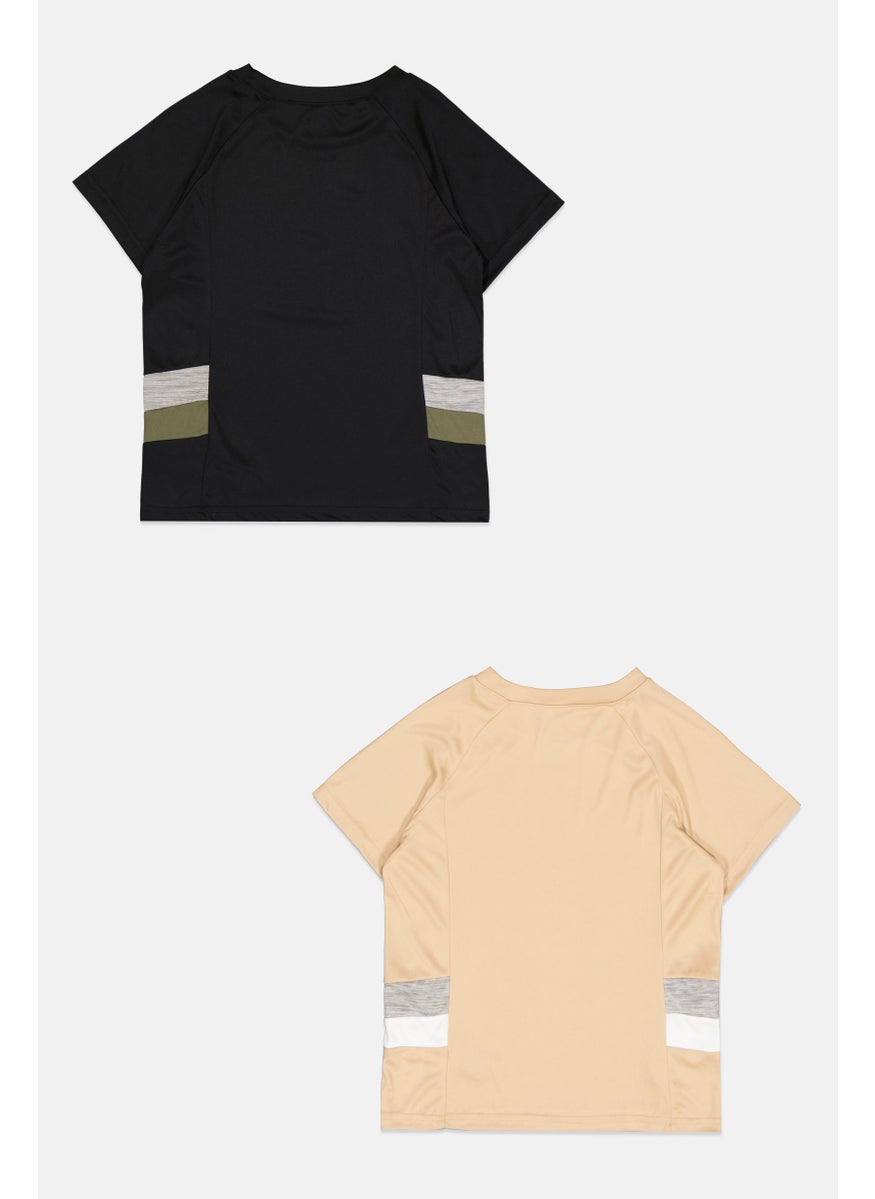 Body Glove - Kids Boy 3Pcs Colorbock Short Sleeve T-shirts , Beige/Olive/Black - Image 1