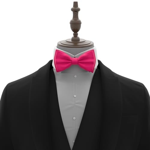 Adam Young Men's Rose Magenta Bow Tie Pre-Tied Style Formal Satin Classic Bowtie for Tuxedo Faux Silk (Large, Hot Pink) - Image 4