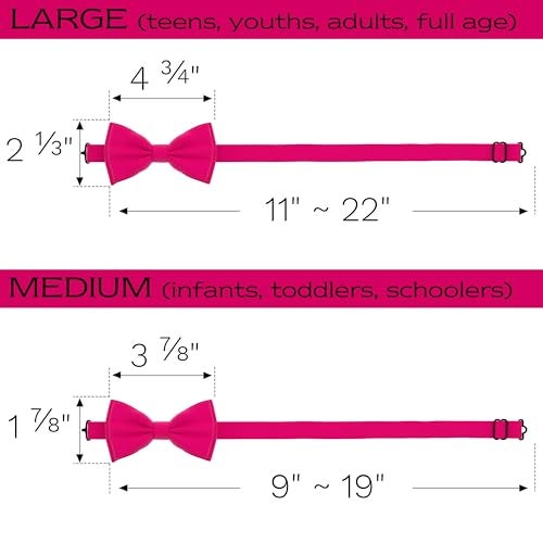Adam Young Men's Rose Magenta Bow Tie Pre-Tied Style Formal Satin Classic Bowtie for Tuxedo Faux Silk (Large, Hot Pink) - Image 5