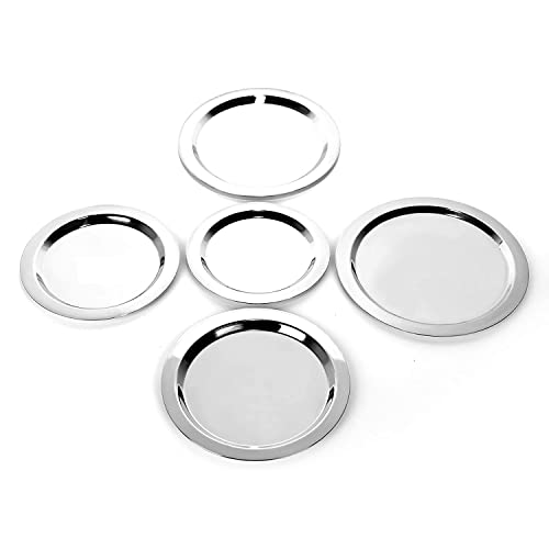 HS Enterprise™ Stainless Steel Heavy Gauge Ciba/Lids/Tope Cover Set of 5 Pcs (Big Size - 17Cm, 18.8Cm, 20Cm, 21.3Cm, 22.8Cm) for handis (Lid Set of 5 Pcs) - Image 1