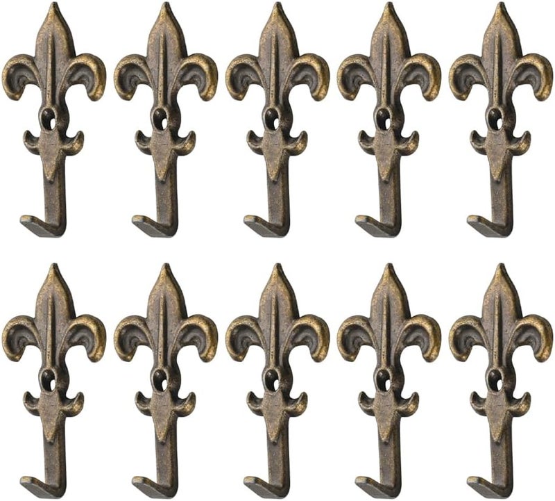dophee 10Pcs Vintage Wall Mounted Hanging Hooks Decorative Key Hooks Hangers with Screws for Towel Coat Bag Hat Handbag Clothes 46x25mm181x098 - Image 1