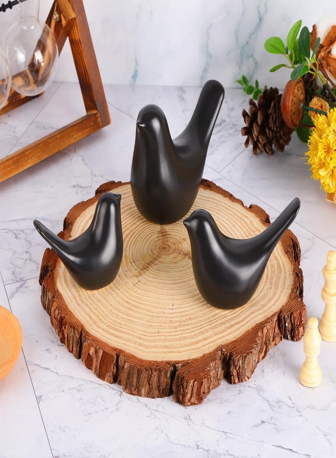 ايرينير مجموعة من 3 تماثيل طيور سيراميكية صغيرة وعصرية لتزيين المنزل، مناسبة للرفوف، المكاتب، غرف المعيشة، غرف النوم، الخزائن، المكاتب، 3 أحجام (أسود) - Image 5