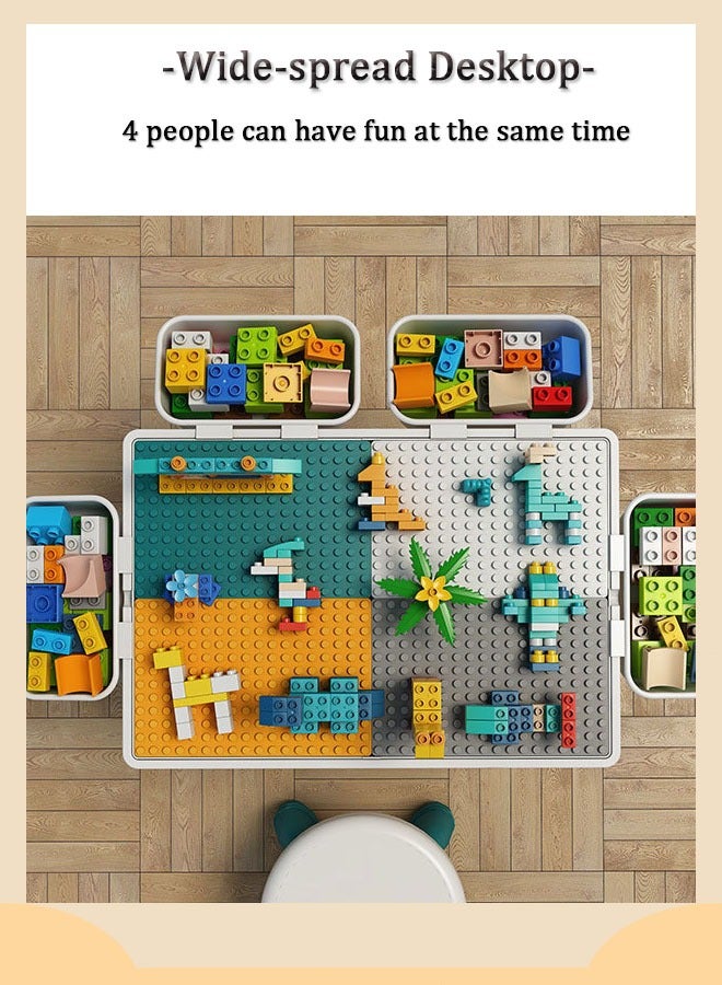 طاولة أنشطة متعددة الوظائف للأطفال الصغار، مجموعة طاولة وكرسي للأنشطة، كبيرة متوافقة مع مكعبات البناء الكبيرة من ليغو، لعبة تجميع طاولة المياه الرملية، لعبة طاولة تعلم الأطفال - Image 5