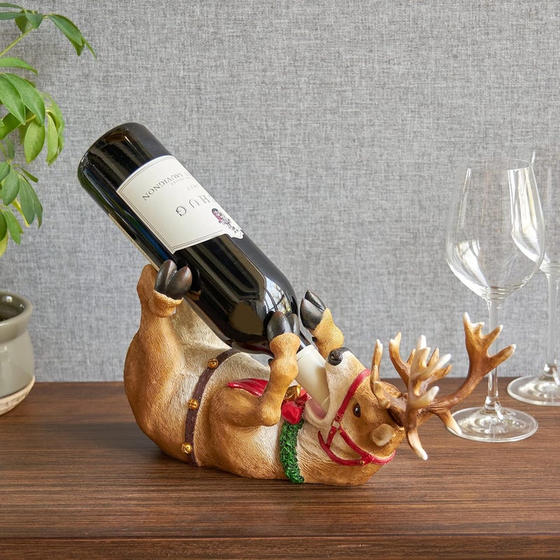True Reindeer Polyresin Wine Bottle Holder - Table Top and Counter Wine Rack, Animal Home Decor, Set of 1, Brown, Holds 1 Standard Wine Bottle - Image 5
