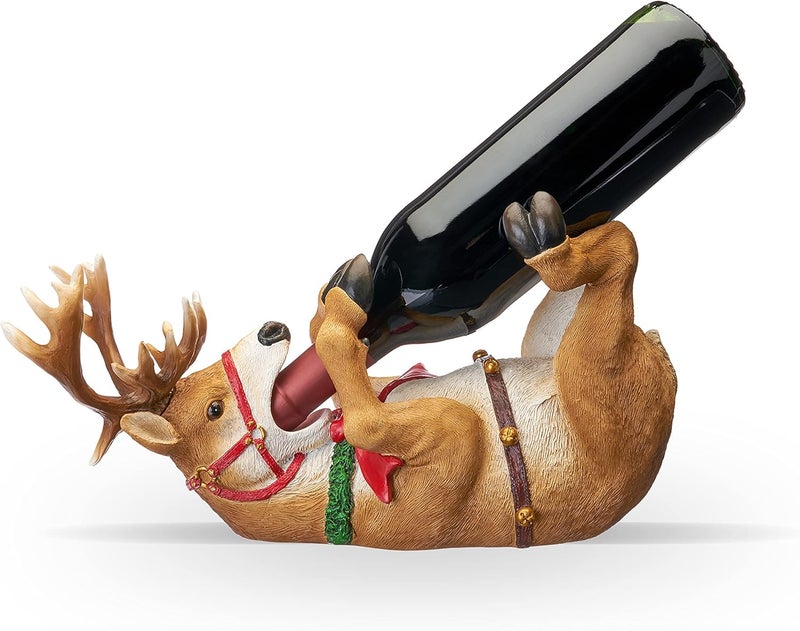True Reindeer Polyresin Wine Bottle Holder - Table Top and Counter Wine Rack, Animal Home Decor, Set of 1, Brown, Holds 1 Standard Wine Bottle - Image 1