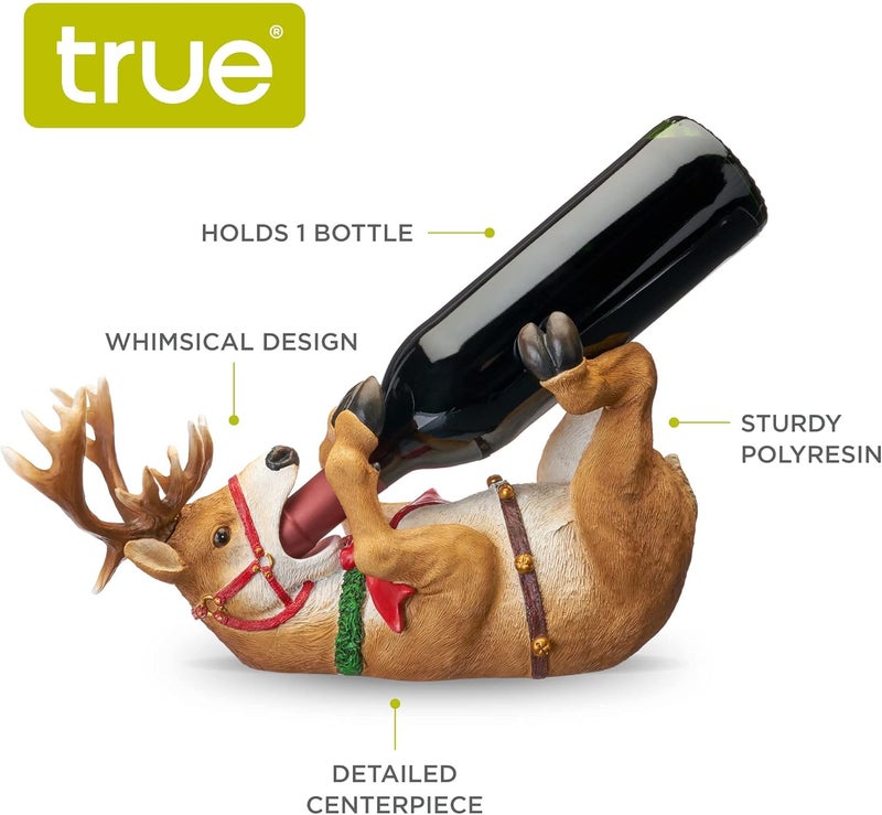 True Reindeer Polyresin Wine Bottle Holder - Table Top and Counter Wine Rack, Animal Home Decor, Set of 1, Brown, Holds 1 Standard Wine Bottle - Image 2
