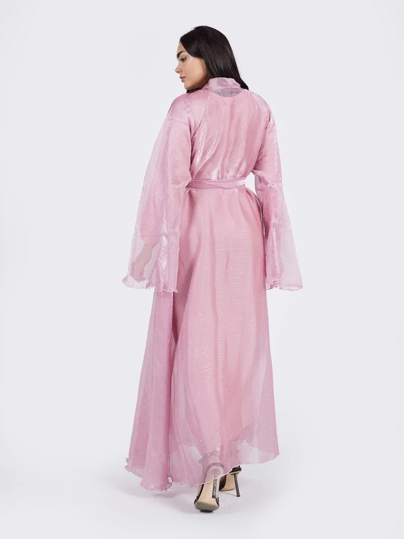 Reem Abayas  Rose Pink Metallic Shimmer Party Wear Abaya for Women | Best Price UAE