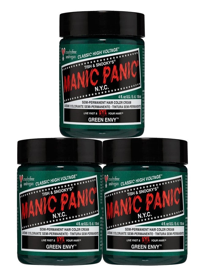 MANIC PANIC Classic Green Envy Semi Permanent Hair Color - Emerald Green Hair Dye for Women & Men That Lasts 4-6 Weeks - Vegan, Ammonia & Cruelty-Free - Create & Mix Custom Shades (4oz / 3pk) - Image 1