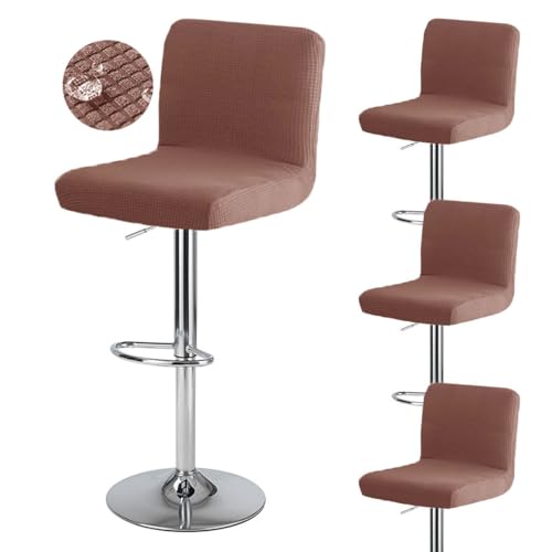 Bifaunvogel Bar Stool Cover with Back Waterproof Set of 4 Jaquard Dining Room Square Swivel Barstool Chair Slipcover for Counter Height Mid Low Back Chair Protector - Image 1