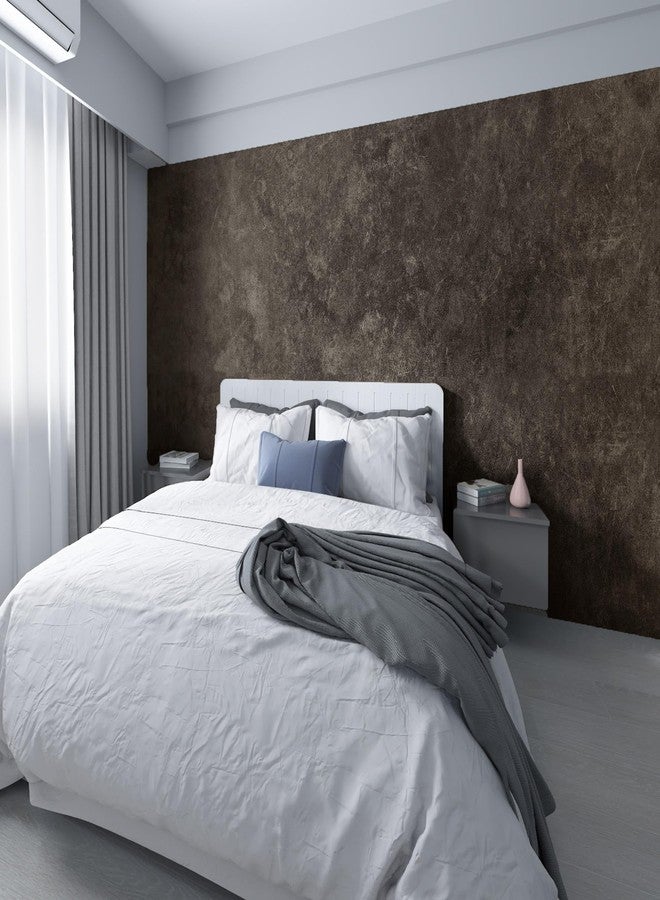 3yecao 31"×354" Air Guide Design Extra Wide Thick Dark Brown Grey Concrete Wallpaper Peel and Stick 3d Glossy Textured Tan Grey Concrete Cement Contact Paper for Bathroom Bedroom Gym Office Room Walls - Image 1