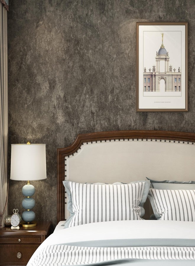 3yecao 31"×354" Air Guide Design Extra Wide Thick Dark Brown Grey Concrete Wallpaper Peel and Stick 3d Glossy Textured Tan Grey Concrete Cement Contact Paper for Bathroom Bedroom Gym Office Room Walls - Image 2