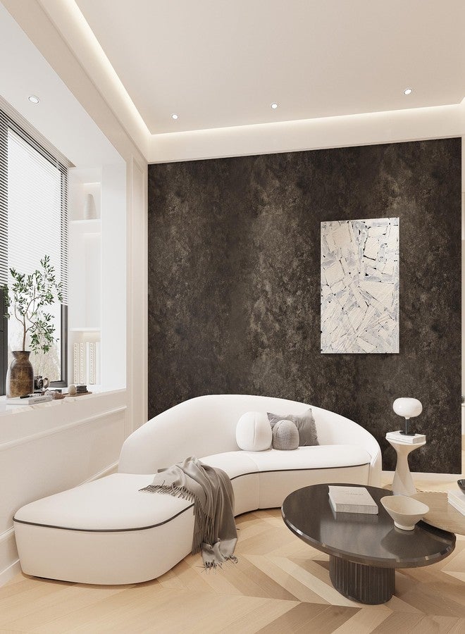 3yecao 31"×354" Air Guide Design Extra Wide Thick Dark Brown Grey Concrete Wallpaper Peel and Stick 3d Glossy Textured Tan Grey Concrete Cement Contact Paper for Bathroom Bedroom Gym Office Room Walls - Image 3