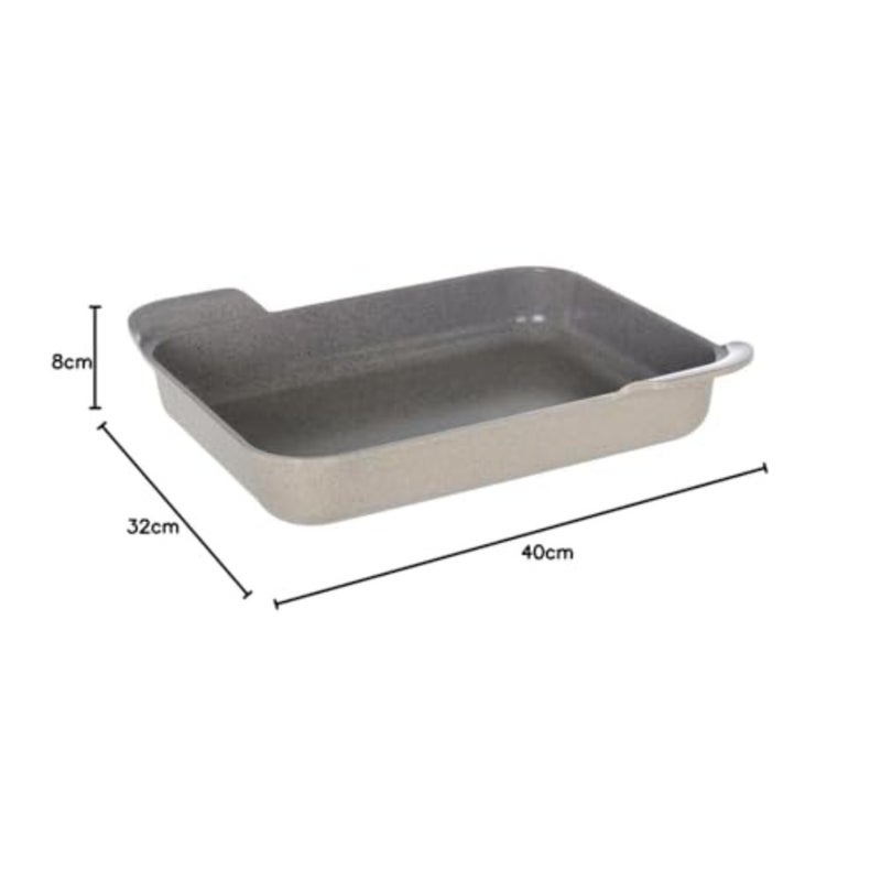 , OLG, Large Rectangular Ovenware, With 2 intgrted handle, Die-casted Aluminum, 40*32cm, Warm Marble Color - Image 5