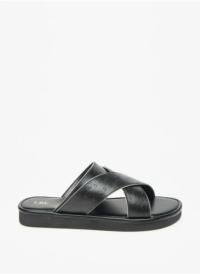 ال بي ال من شو اكسبرس Men Textured Slip-On Criss Cross Arabic Sandals