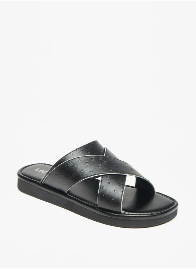 ال بي ال من شو اكسبرس Men Textured Slip-On Criss Cross Arabic Sandals