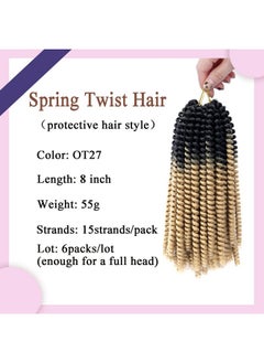 6 Packs Spring Twist Hair Blonde 8 Inch Spring Twist Crochet Hair Fluffy Spring Twist Synthetic Fiber Bomb Twist Crochet Braids Low Temperature Twist Crochet Hair For Black Women(Ot27) - pzsku/Z2E48DE1B69418D5DA7D2Z/45/_/1719064865/1c2f4b0b-ce34-47a1-beb8-e9bf64753ba8