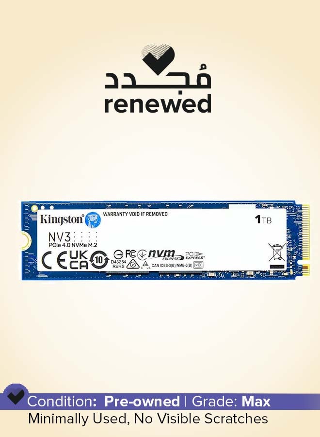 كينغستون Renewed - NV3 1TB M.2 2280 NVMe Internal SSD, Up to 6000MB/s Read, 4000MB/s Write Speed, Gen 4.0x4 NVMe PCIe Performance, 2.17G Vibration Operating, 320TBW | SNV3S/1000G 1000 GB - Image 1