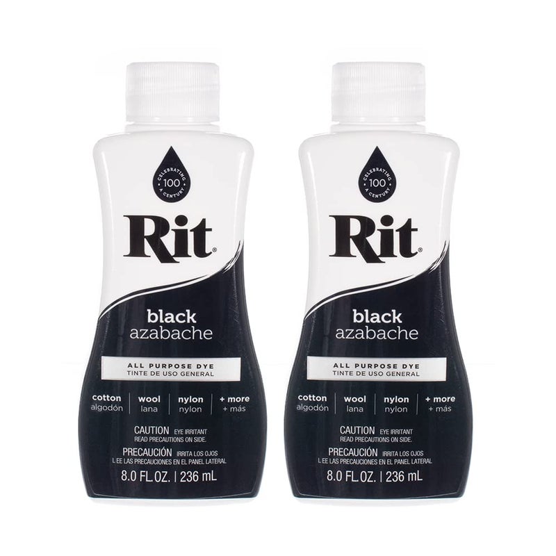 Rit Dye Multi-Purpose Liquid 8 OZ. | Great for Clothing, Accessories, DÃ©cor, and Much More | 2-Pack, Black