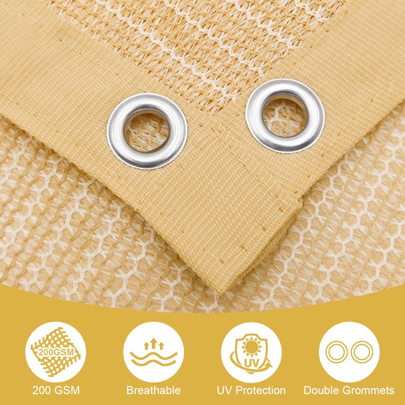 Shade&Beyond 90% Sun Shade Cloth with Grommets, 8' X 12' Pergola Shade Cover Canopy, Mesh Tarp Sun Screens for Patio, Outdoor, Garden, Backyard, Wheat - Image 4