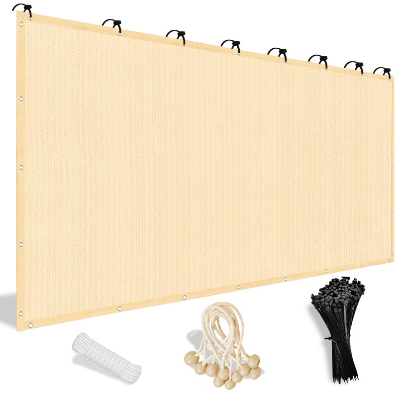 Shade&Beyond 90% Sun Shade Cloth with Grommets, 8' X 12' Pergola Shade Cover Canopy, Mesh Tarp Sun Screens for Patio, Outdoor, Garden, Backyard, Wheat - Image 1