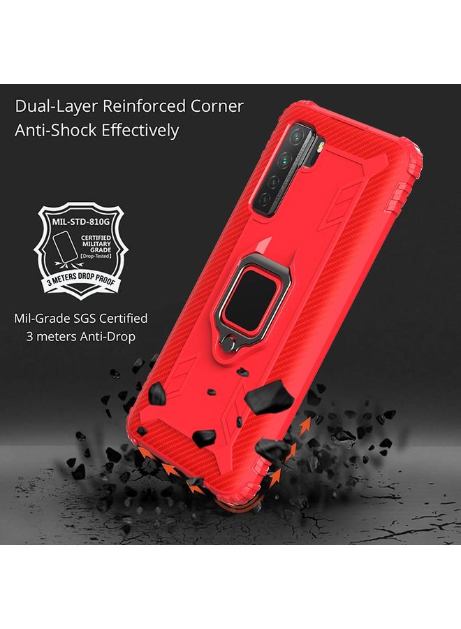 S-TOP Case For Huawei Nova 7 SE Carbon Fiber Protective Case with 360 Degree Rotating Ring Holder - Image 3