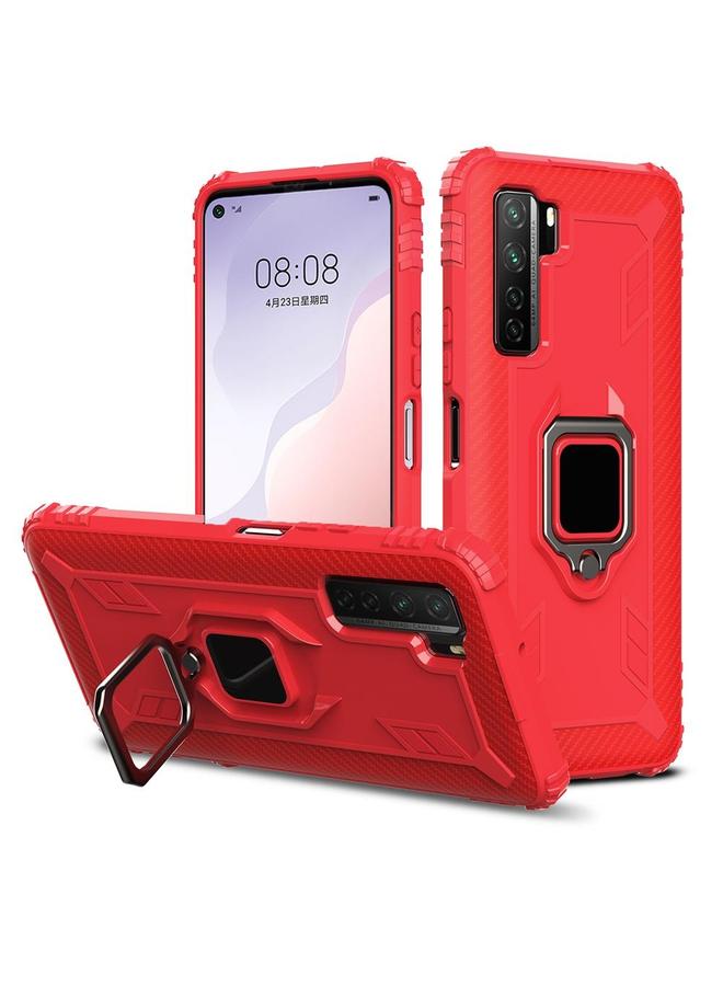 S-TOP Case For Huawei Nova 7 SE Carbon Fiber Protective Case with 360 Degree Rotating Ring Holder - Image 1