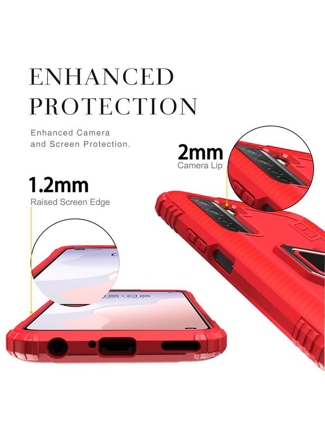 S-TOP Case For Huawei Nova 7 SE Carbon Fiber Protective Case with 360 Degree Rotating Ring Holder - Image 4