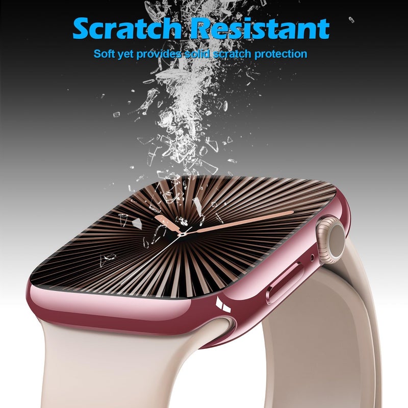[2 Pack] 42mm Pink Case with Screen Protector for New Apple Watch 11 (2025), Slim Guard Bumper, Full Coverage Soft TPU Protective Cover for iWatch Series 11/10 42mm (1 Pink + 1 Transparent) - Image 5