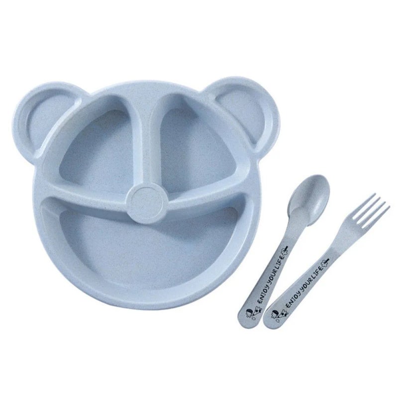 Children's Dinnerware 3-Piece Pink Set: Lightweight Durable Wheat Straw Material - Adorable Cartoon Bear Design for Toddler Home Mealtime Use - Image 4
