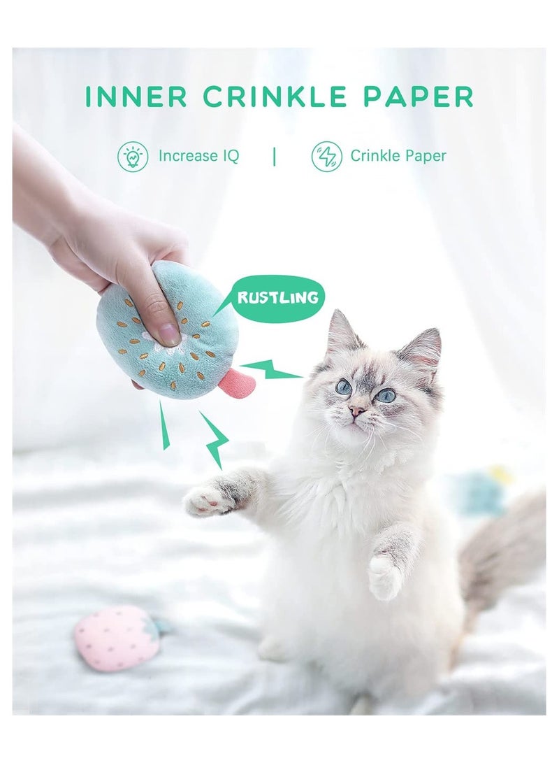 6 Pcs Interactive Cat Toys Set with Catnip Rattle Sound Cute Fruit Pillows Crinkle Plush Chew Toys for Indoor Cats - Image 1