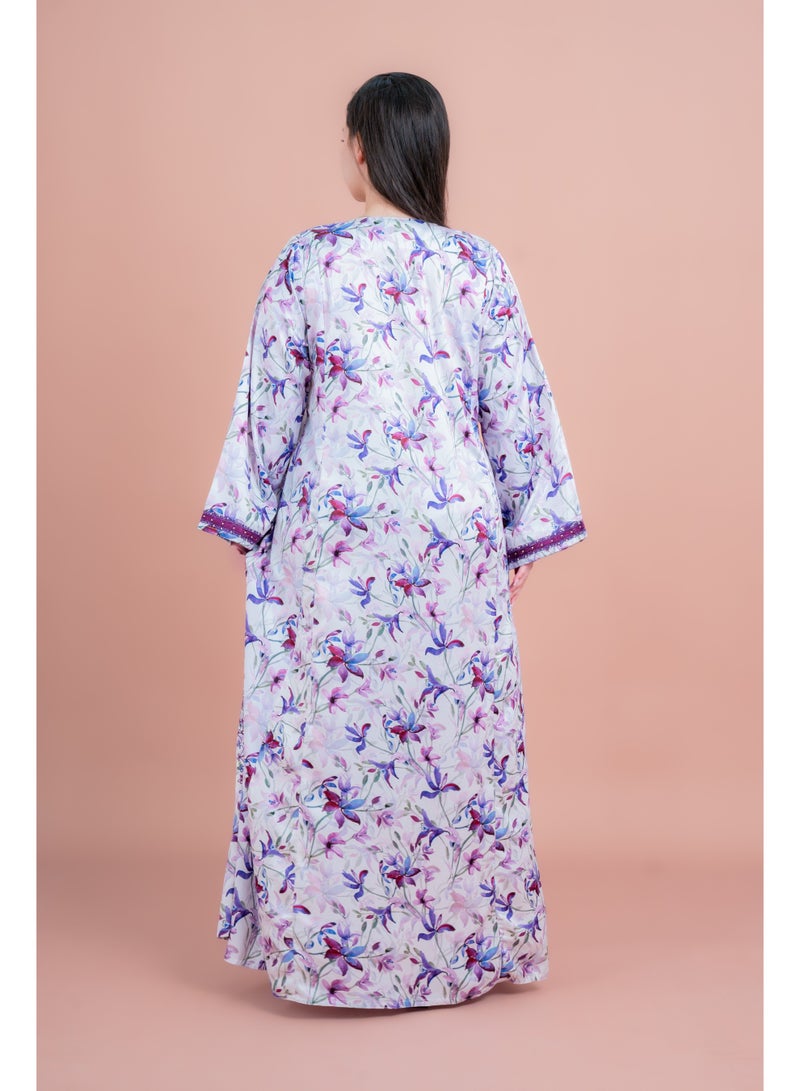 IKKXA Modern Embroiderd Jalabiya IK070 Purple - Image 4