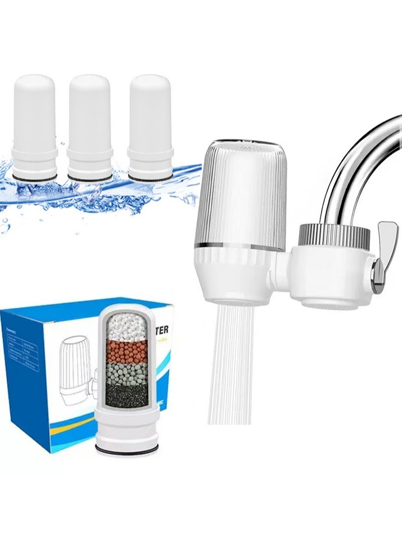 يغلب فلتر مياه صنبور الحوض، فلتر مياه الحوض، يقلل الكلور والرمل والرائحة، جهاز تنقية مياه ثنائي الوضع مع 3 خراطيش فلتر، تدفق سريع، مناسب للمطبخ والحوض وحمام المنزل - Image 1