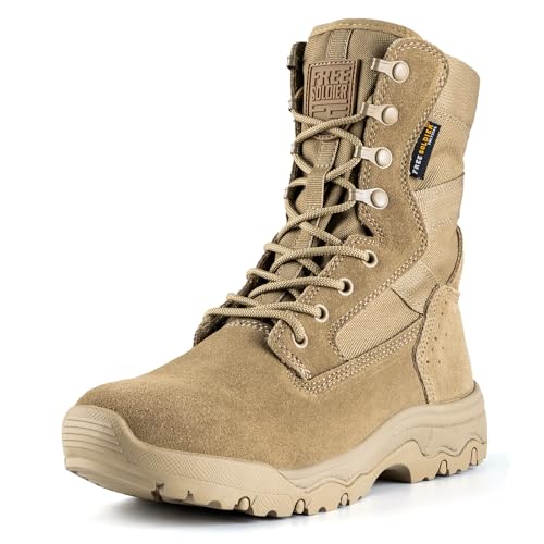 FREE SOLDIER Women’s Tactical Boots 8 Inches Lightweight Combat Boot Durable Military Work Outdoors Boots Desert Boot for Women(Thin Tan 8) - Image 1