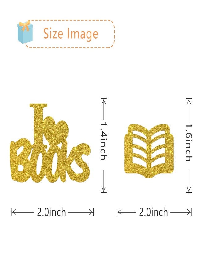 MonMon & Craft I Love Books Cupcake Toppers - Library Classroom School Boooks Decor - Baby Birthday Cupcake Toppers - World Book Day - Reading Themed Party Decorations Gold Glitter - 24 Pcs - Image 3