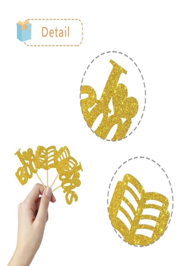 MonMon & Craft I Love Books Cupcake Toppers - Library Classroom School Boooks Decor - Baby Birthday Cupcake Toppers - World Book Day - Reading Themed Party Decorations Gold Glitter - 24 Pcs - Image 4
