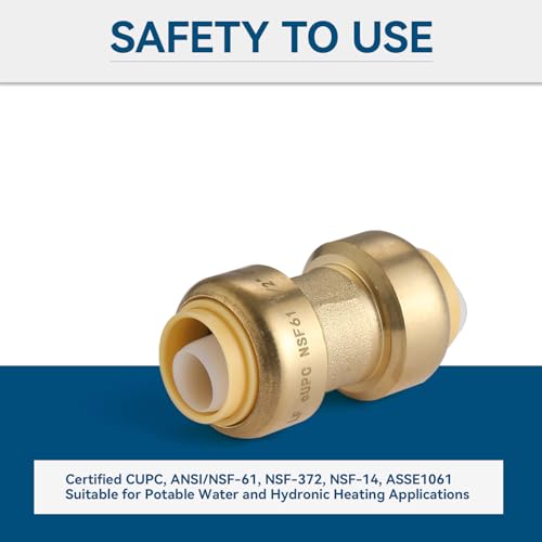 GUOFIS 10 Pack 34 Inch Pushfit Straight Coupling PEX Brass Pushfit Coupling with Disconnect Clip PushtoConnect Plumbing Fittings for PEX Copper CPVC - Image 3