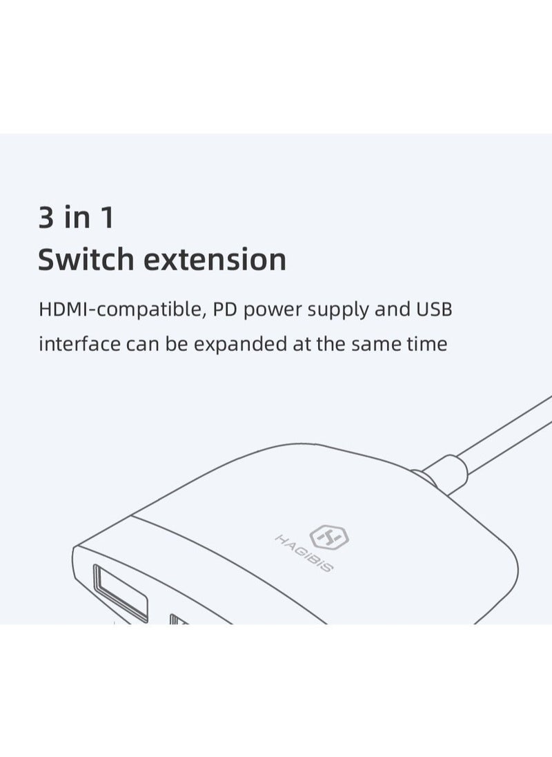 Hagibis - Switch Dock TV Dock for Nintendo Switch Portable Docking Station USB C to 4K HDMI-compatible USB 3.0 Hub for Macbook Pro - Image 1
