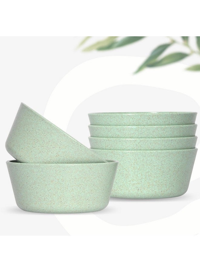 Eha Set of 6 Earth-Friendly Small Curry Bowls for Kitchen | 175 ml | Made with Bamboo Fibers & Rice Husk | Microwave Safe Bowl (Reheat Only) | for Hot & Cold Serving Bowl Set | Celeste| Green - Image 1
