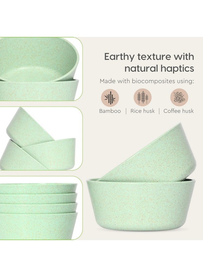 Eha Set of 6 Earth-Friendly Small Curry Bowls for Kitchen | 175 ml | Made with Bamboo Fibers & Rice Husk | Microwave Safe Bowl (Reheat Only) | for Hot & Cold Serving Bowl Set | Celeste| Green - Image 5